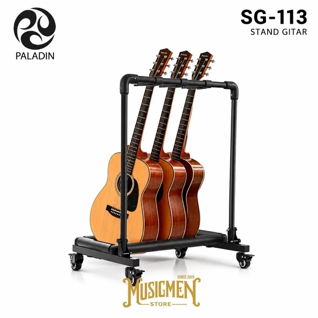 Paladin SG-113 Stand Gitar 3 Slot Roda Guitar Rack Stand 3 Gitar Original
